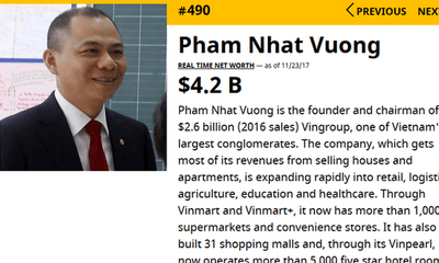 Ông Phạm Nhật Vượng thành người Việt đầu tiên lọt top 500 tỷ phú giàu nhất thế giới