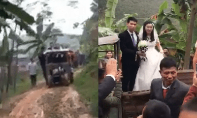 Màn rước dâu bằng xe công nông tại Phú Thọ gây sốt mạng xã hội