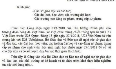Cảnh giác công văn giả mạo cho sinh viên nghỉ học cổ vũ U23 Việt Nam