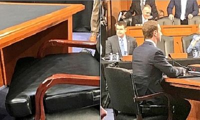 Cận cảnh bộ vest và ghế ngồi ‘kì lạ’ của CEO Facebook tại buổi điều trần trước quốc hội