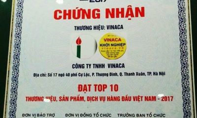 Chứng nhận Vinaca đạt Top 10 Thương hiệu hàng đầu Việt Nam không còn giá trị