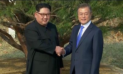 Cận cảnh hai nhà lãnh đạo Hàn – Triều cùng nhau trồng cây kỉ niệm 