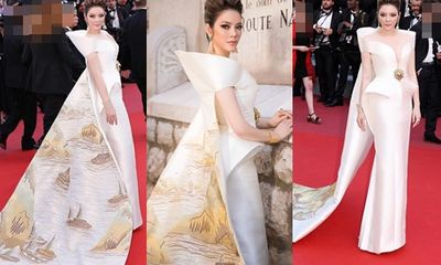 Lý Nhã Kỳ diện váy in hình Vịnh Hạ Long, rạng rỡ trên thảm đỏ Cannes 2018