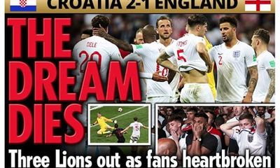 Truyền thông Anh nói gì về thất bại của đội nhà trước Croatia tại bán kết World Cup 2018?