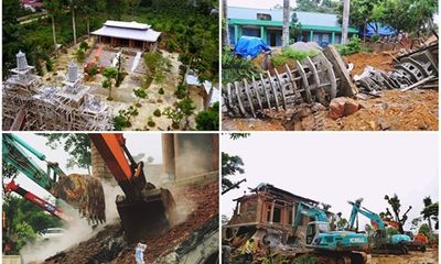 Cận cảnh tháo dỡ “cung điện thờ thiên” xây trái phép ở Ba Vì