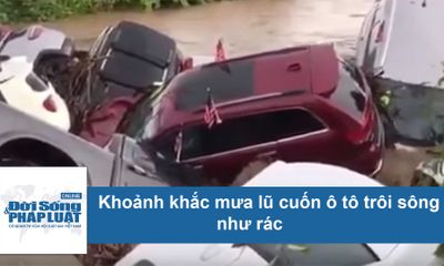 Clip: Khoảng khắc mưa lũ cuốn 42 chiếc ô tô trôi sông như rác