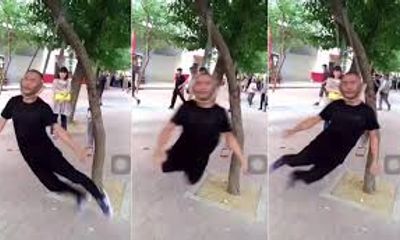 Video: Người đàn ông tập thể dục bằng cách treo cổ lên cây rồi xoay như chong chóng