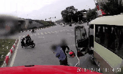 Video: Bất ngờ bị tạt đầu, tài xế container lập tức 