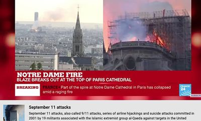 YouTube mắc “sai lầm tai hại” nhận nhầm vụ cháy Nhà thờ Đức Bà Paris thành khủng bố 11/9 tại Mỹ