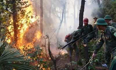 Vụ cháy rừng ở núi Hồng Lĩnh: Lửa bất ngờ đổi chiều, tiến sát khu dân cư
