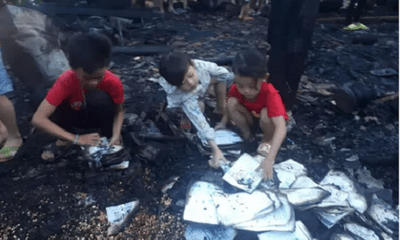 Sét đánh cháy nhà trong lúc ba mẹ đi vắng, 3 anh em thẫn thờ nhặt từng trang sách trong đống tro tàn