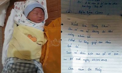 Bé trai 1 ngày tuổi bị bỏ rơi trước cổng chùa kèm lời nhắn 