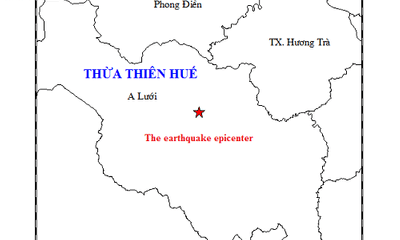 Xảy ra động đất 3,3 độ Richter ở Thừa Thiên Huế