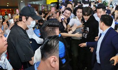 Lee Kwang Soo, Ji Chang Wook bị fan Việt vây kín ở sân bay Nội Bài