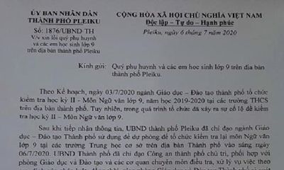 Chủ tịch UBND thành phố Pleiku xin lỗi phụ huynh, học sinh sau sự cố lộ đề thi
