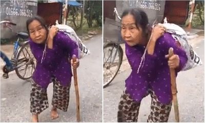 Video: Xúc động cụ bà 80 tuổi cõng bão tải quần áo và mì tôm cứu trợ miền Trung