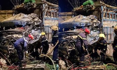 Nam Định: Kinh hoàng hiện trường vụ hai xe tải tông trực diện trên quốc lộ 10