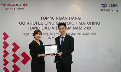 Techcombank được vinh danh Top 4 Ngân hàng giao dịch Matching lớn nhất thị trường ngoại hối Việt Nam 2020