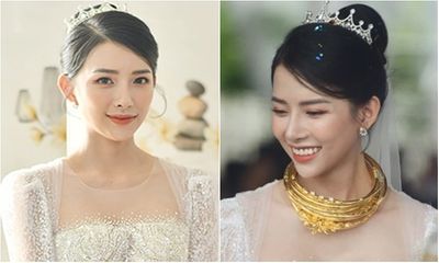 Vợ Phan Mạnh Quỳnh diện váy cưới đính 10.000 viên pha lê bạc, đeo vàng trĩu cổ 