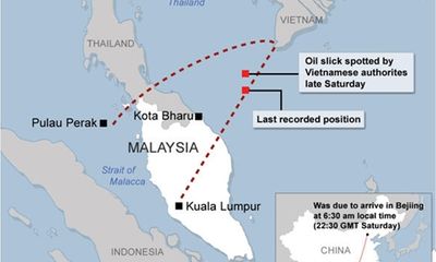 Máy bay Malaysia “mất tích” đổi hướng sang phía tây