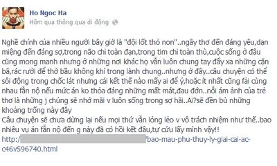 Facebook sao 24h: Hồ Ngọc Hà cho rằng nhiều người 