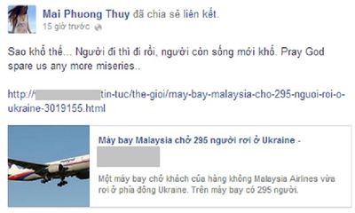 Sao Việt gửi lời chia buồn tới hành khách chuyến bay MH17