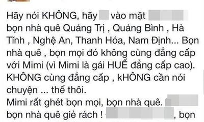 Cô gái Huế buông lời vô cảm miệt thị dân Thanh Hóa, Nghệ An