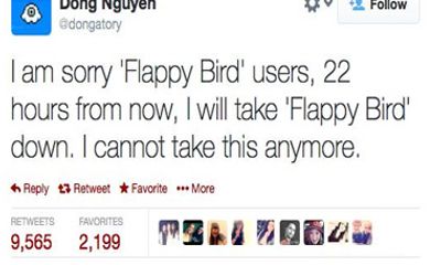 Dân mạng sốc tin game Flappy Bird bị chính 