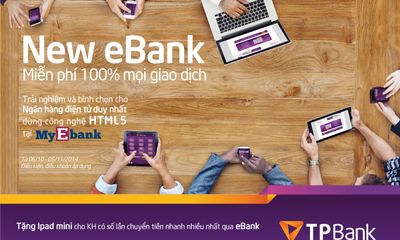 TPBank eBank miễn phí mọi giao dịch, cơ hội trúng Ipad