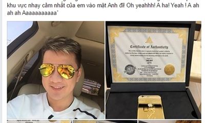 Đàm Vĩnh Hưng khoe Iphone 6 mạ vàng 24K khắc tên mình