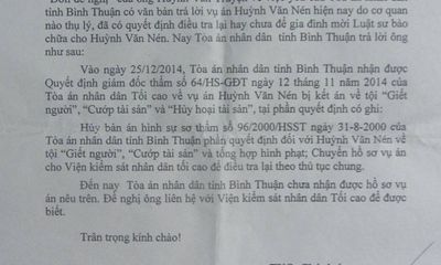 Hủy án sơ thẩm vụ Huỳnh Văn Nén, chuyển VKSND Tối cao điều tra lại