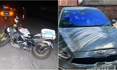 Nam thanh niên say rượu lái ô tô tông ngã xe CSGT khi bị kiểm tra