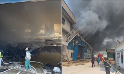 Cháy lớn một công ty tại Khu công nghiệp Nam Cấm, Nghệ An