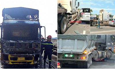 Tin tức tai nạn giao thông mới nhất ngày 30/11: Xe tải cháy rụi trên cao tốc Vĩnh Hảo-Phan Thiết