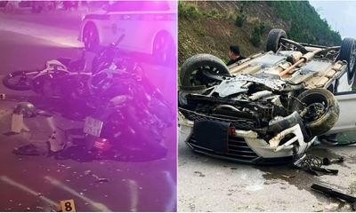 Tin tức tai nạn giao thông mới nhất ngày 17/2: Ô tô bất ngờ mất lái lật ngửa giữa đường, 5 người may mắn thoát nạn