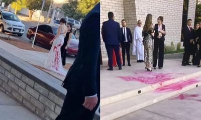 Cô dâu bất ngờ bị tạt sơn đỏ ngay trong lễ cưới, cư dân mạng bàng hoàng khi biết danh tính thủ phạm