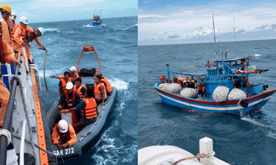 Tàu cá chìm trên biển Côn Đảo, 10 ngư dân gặp nạn được giải cứu 