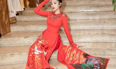 Dương Yến Nhung cùng dàn người đẹp đi thử áo dài cho show Đinh Văn Thơ