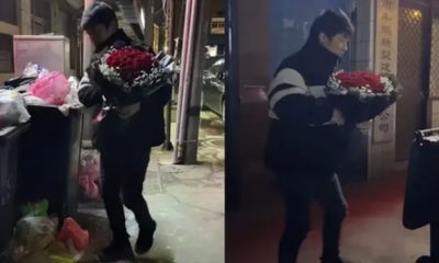 Phản ứng cực lạ của vợ khi được chồng tặng hoa nhặt từ thùng rác nhân dịp Valentine