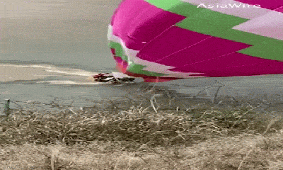 Khinh khí cầu bất ngờ rơi từ độ cao gần 21m xuống hồ khiến hành khách hoảng loạn
