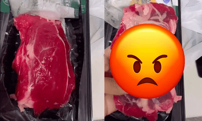 Thấy siêu thị bày bán miếng thịt bò đỏ tươi liền mua về, đến khi lật lên thì 