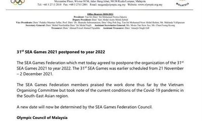 Hoãn SEA Games 31 vì ảnh hưởng của dịch COVID-19