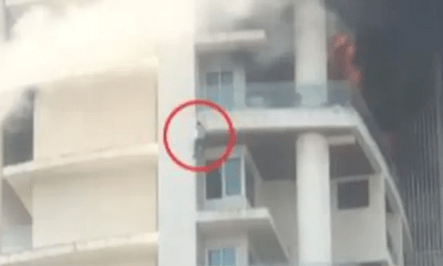Clip: Chờ được giải cứu khỏi đám cháy, người đàn ông kiệt sức rơi thẳng từ tầng 19 