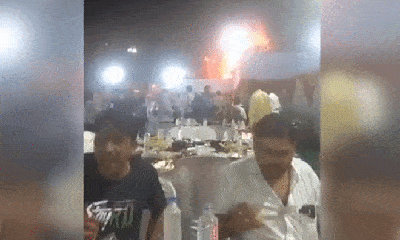 Clip: Ngọn lửa bốc lên giữa đám cưới, hai người đàn ông vẫn thản nhiên dùng bữa