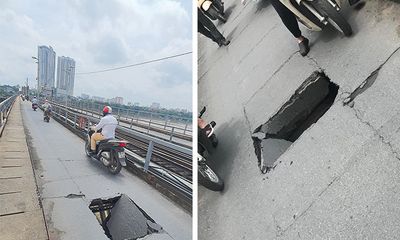 Cầu Long Biên xuất hiện “lỗ thủng” khiến người đi qua kinh hãi 