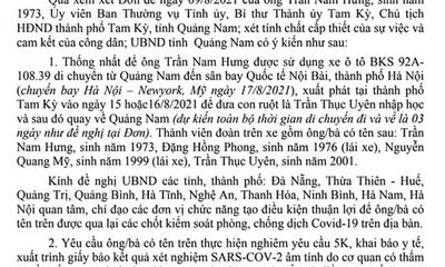 Quảng Nam lên tiếng về văn bản cho Bí thư TP.Tam Kỳ chở con ra Hà Nội đi Mỹ du học