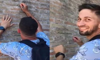 Nam thanh niên nhận cái kết đắng sau khi khắc tên bạn gái lên đấu trường La Mã