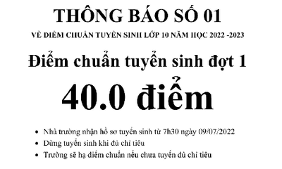 Trường THPT đầu tiên của Hà Nội công bố điểm chuẩn vào lớp 10 là bao nhiêu?