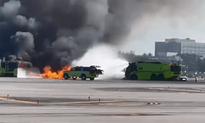 Mỹ: Máy bay chở khách bốc cháy ngùn ngụt sau khi hạ cánh khẩn cấp