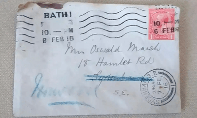 Bức thư bị thất lạc năm 1916 được gửi tới London sau hơn 100 năm